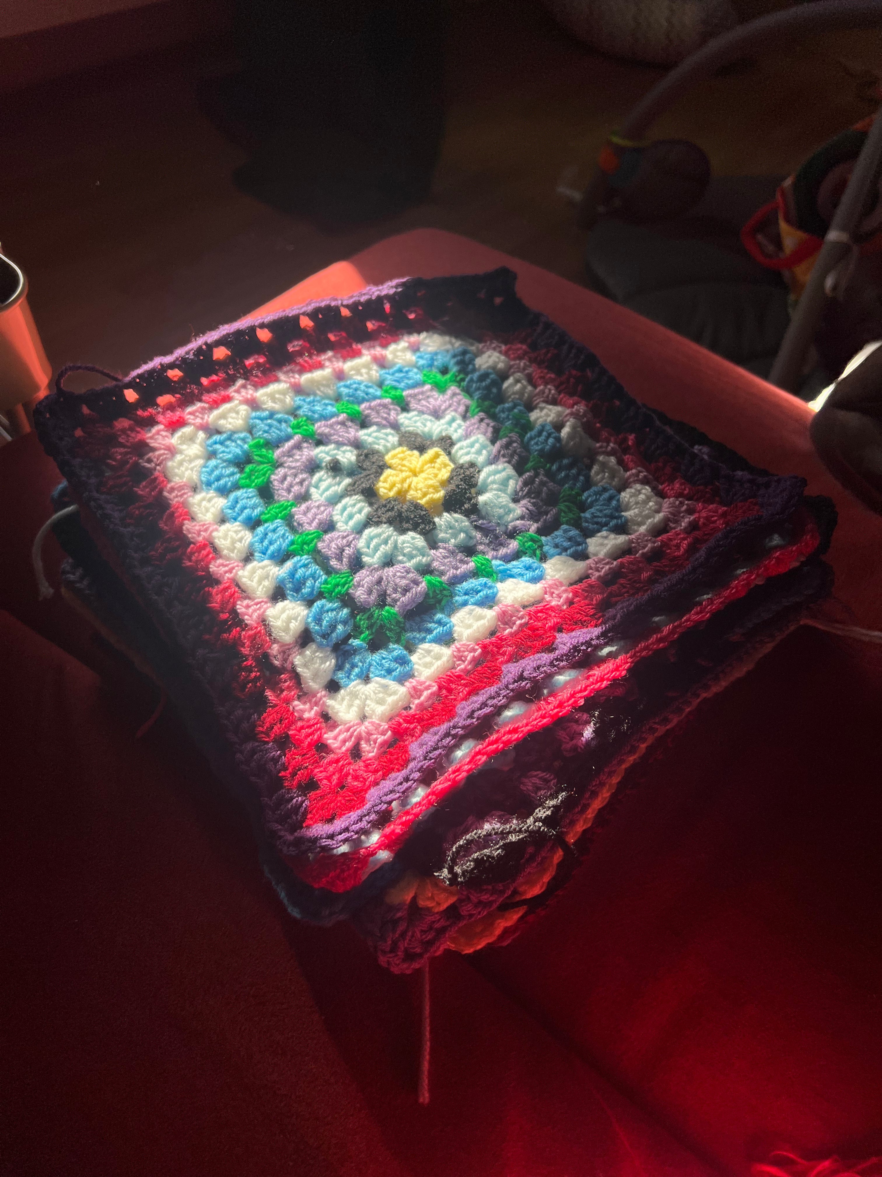 Stack of Crocheted Granny Squares